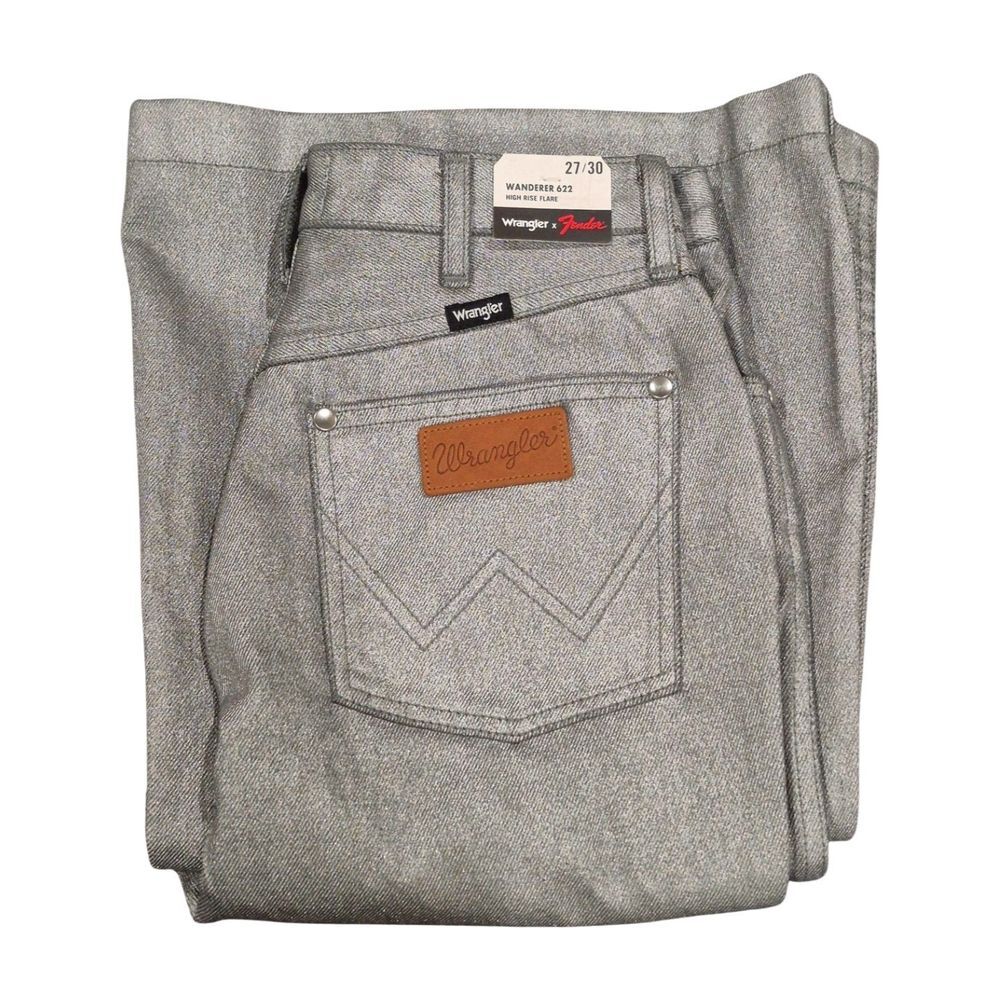 NEW! Wrangler X Fender Wanderer 622 Jeans High Rise Flare Silver Women's 27x30‎